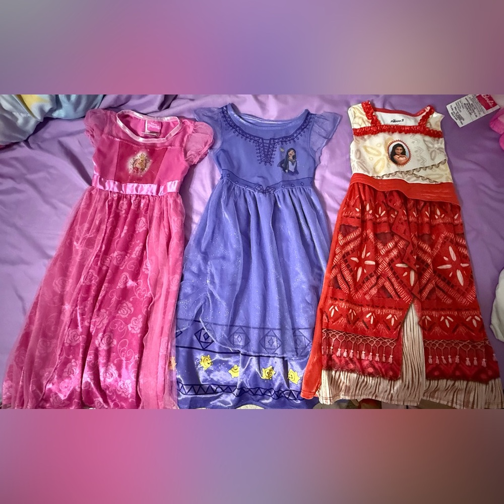 Disney Princess Dress Trio in Pink, Purple, and Red